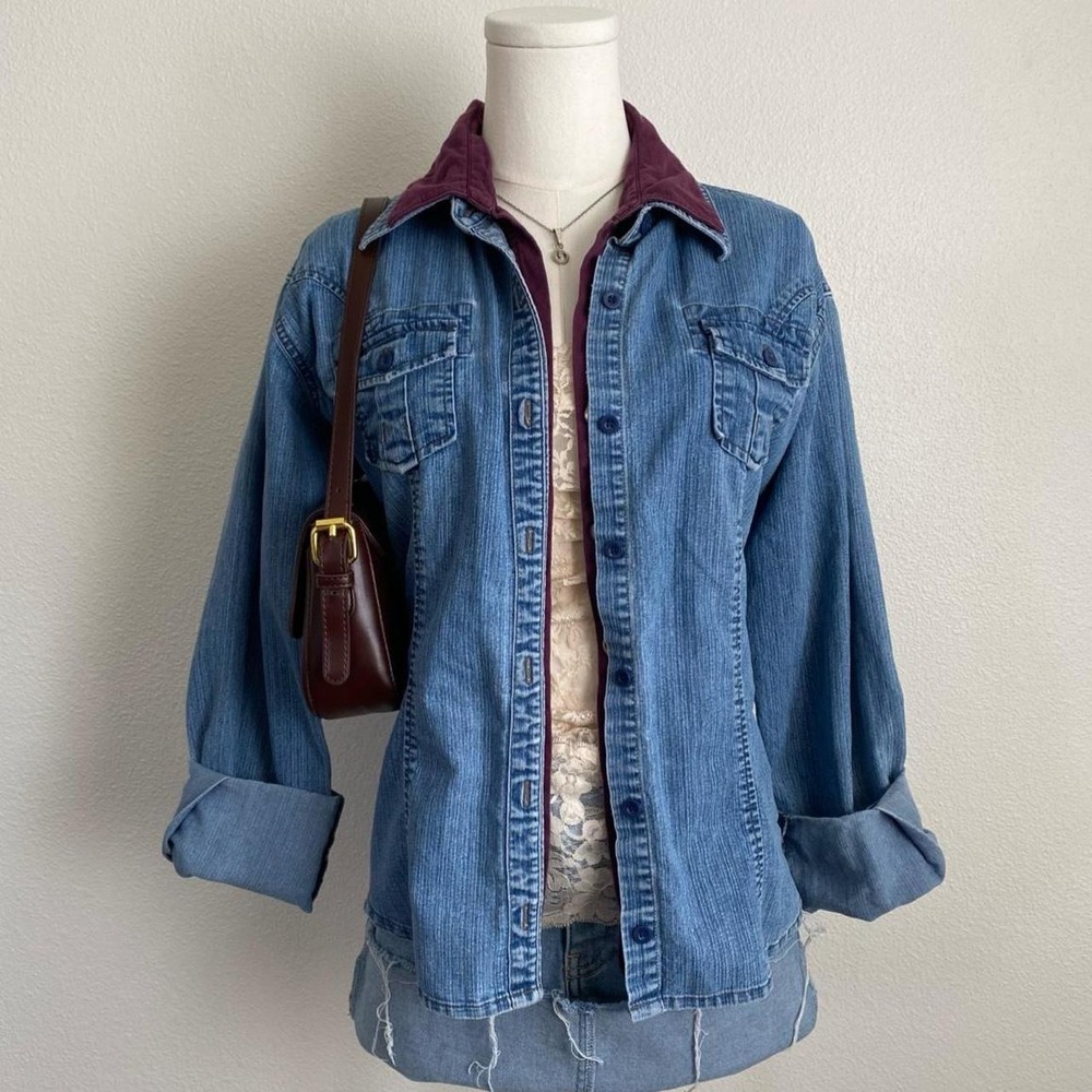 Y2K Riders by Lee Denim Button Up Shirt Jacket Western Streetwear